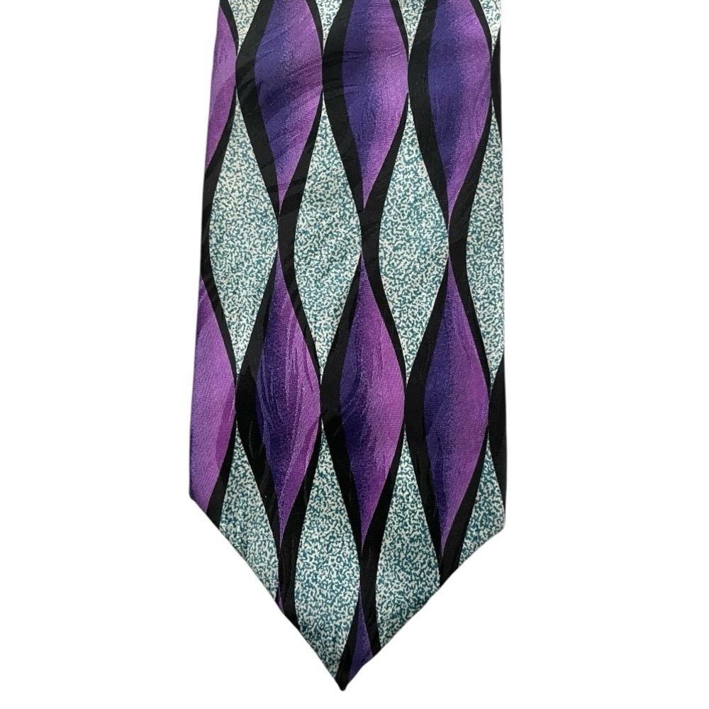 Urban Canvas vintage Geometric Art Deco Diamonds Mens Neck Tie purple teal 80’s